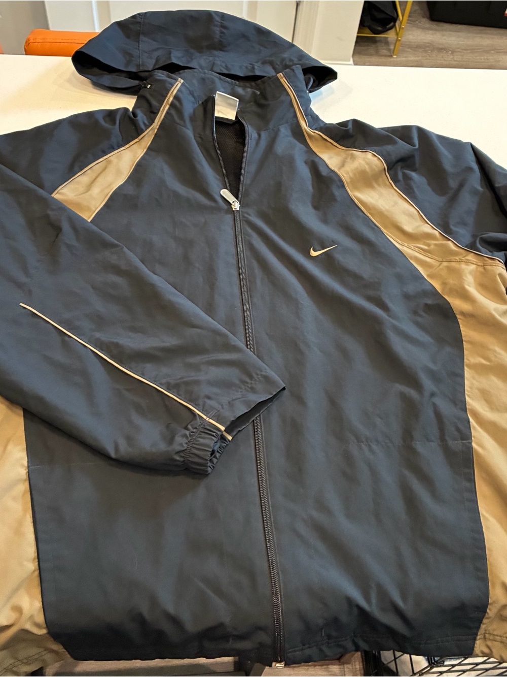 Retro Y2K Nike Windbreaker Jacket XXL Black/Tan